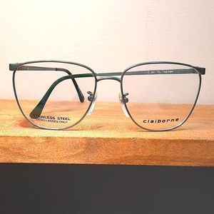 VINTAGE CLAIBORNE Eyeglass Frame, stainless steel, metal full rim, 54-15-140 rx